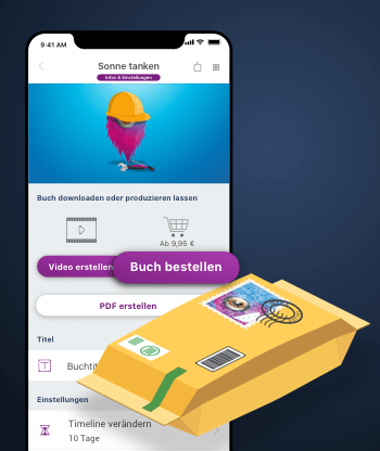 Nach Ablauf der timeline das Buch produzieren lassen